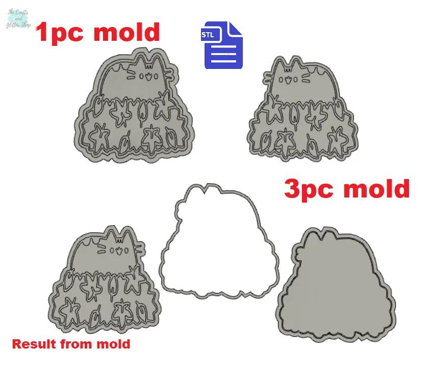 1pc & 3pc Autumn Pusheen Bath Bomb Mold STL File