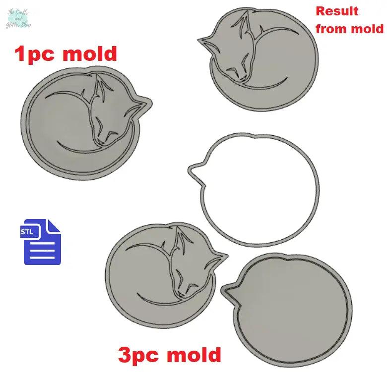 1pc & 3pc Curled Sleeping Kitty Ball Bath Bomb Mold STL File