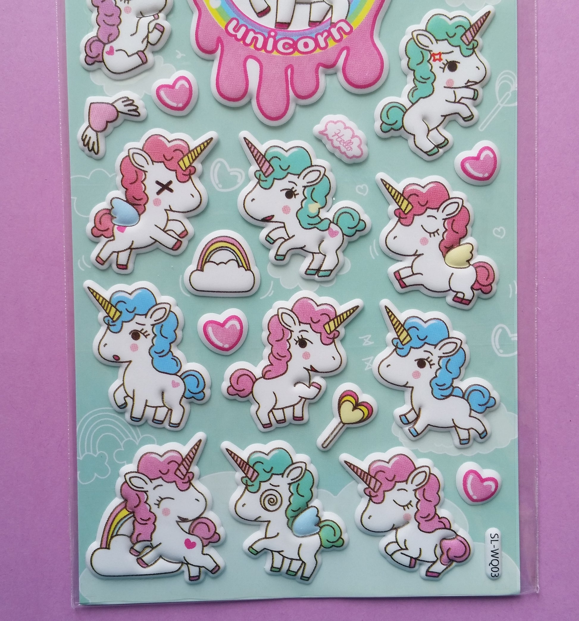 Unicorn Puffy Stickers - 1 Sheet - The Crafts and Glitter Shop