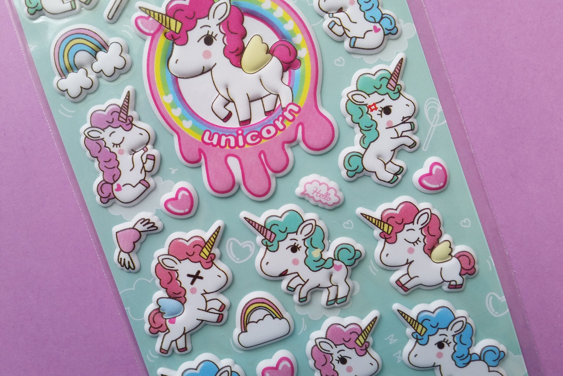 Unicorn Puffy Stickers - 1 Sheet - The Crafts and Glitter Shop