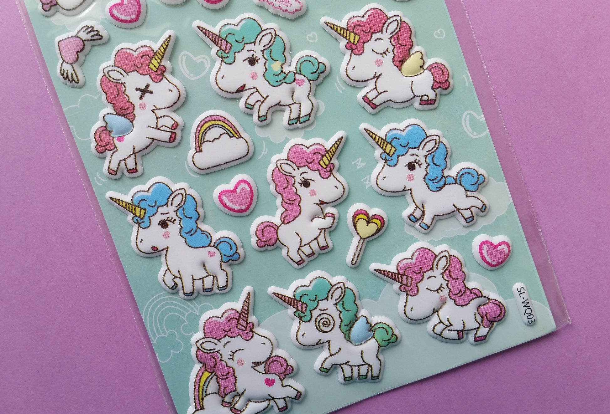 Unicorn Puffy Stickers - 1 Sheet - The Crafts and Glitter Shop