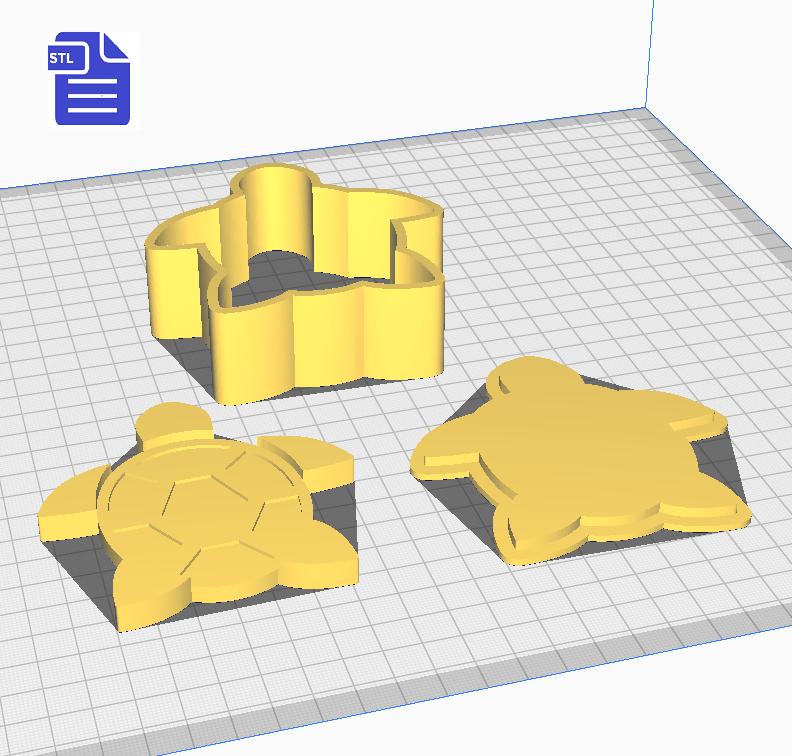 3pc Sea Turtle Bath Bomb Mold STL File