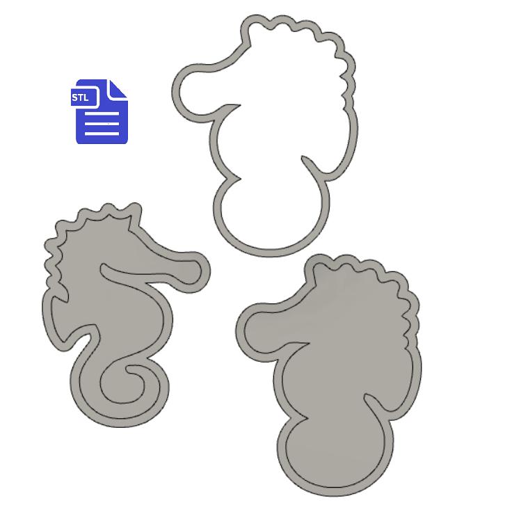 3pc Seahorse Bath Bomb Mold STL File