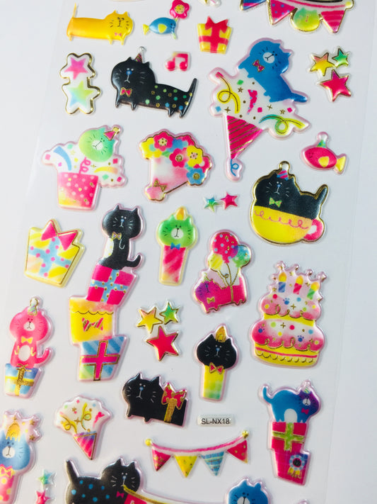 Black Cat Puffy Stickers