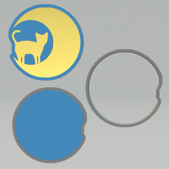 Cat on Crescent Moon Bath Bomb Mold STL File