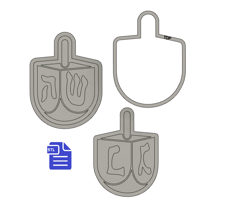 3pc Dreidel Bath Bomb Mold STL File - for 3D printing - FILE ONLY - The Crafts and Glitter Shop