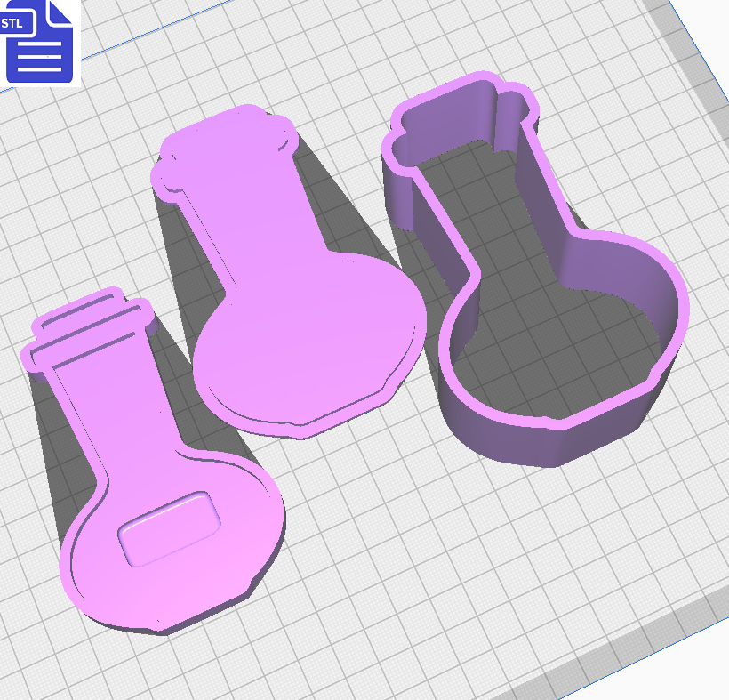 3pc Apothecary Jar Bath Bomb Mold STL File - for 3D printing - FILE ONLY - The Crafts and Glitter Shop