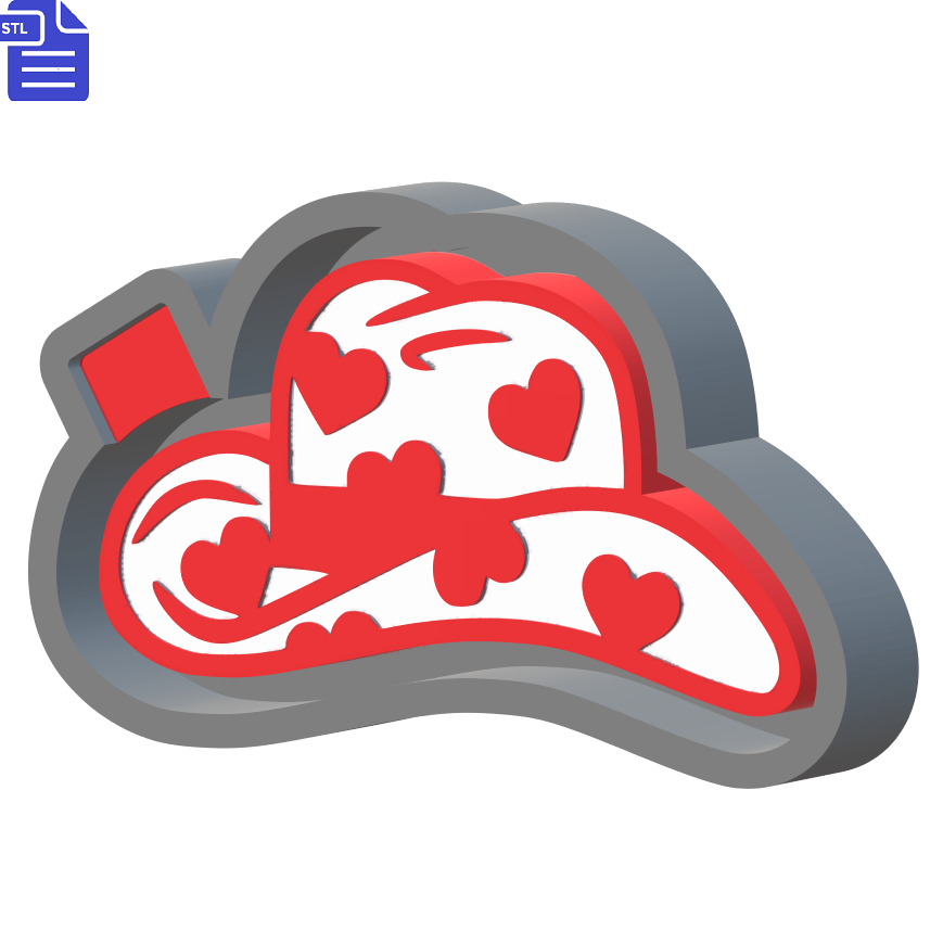 Hat with Hearts Silicone Mold Housing STL File - The Crafts and Glitter Shop
