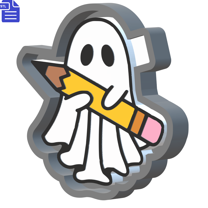 Ghost with Pencil Silicone Mold Housing STL File - The Crafts and Glitter Shop