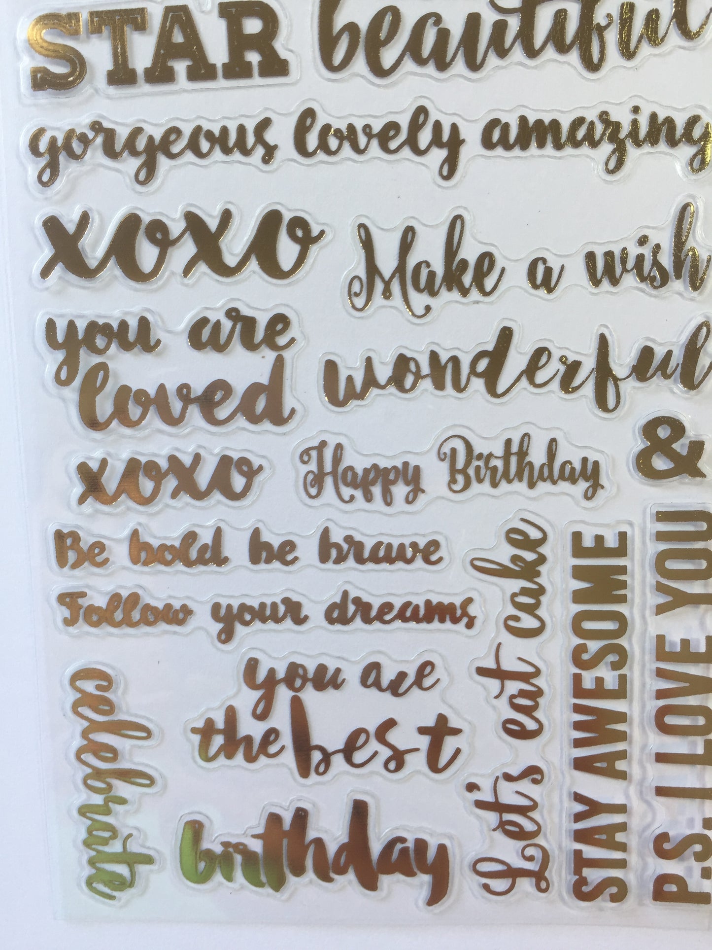 Words Gold Foil Stickers