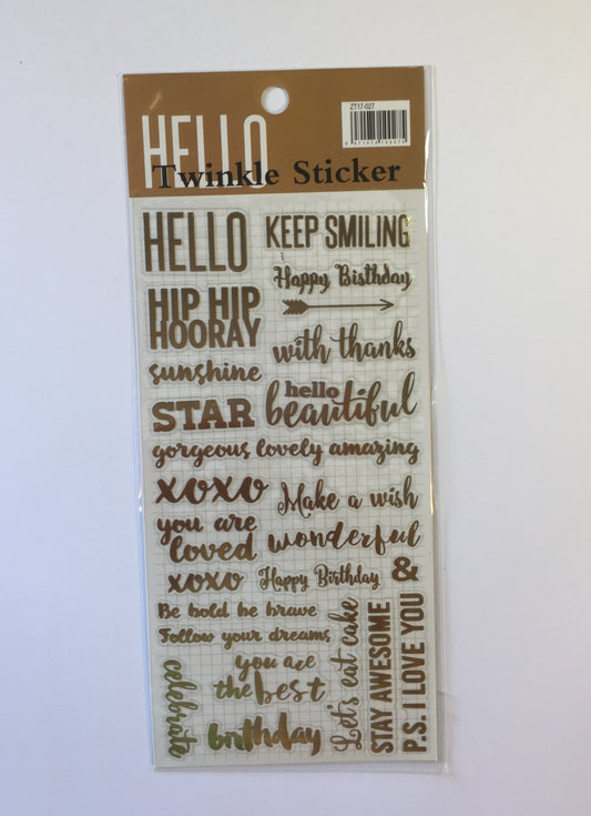 Words Gold Foil Stickers