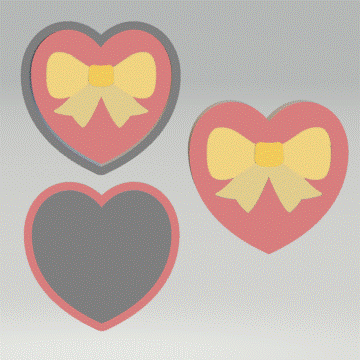 1pc + 2pc Heart Gift Box Bath Bomb Mold STL File