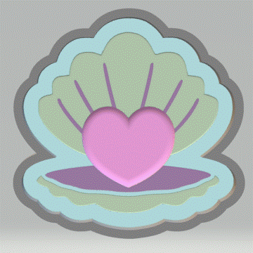 1pc Heart Pearl Seashell Bath Bomb Mold STL File