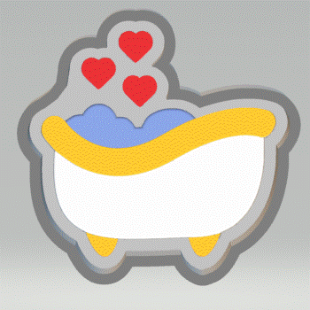1pc Valentine Bath Tub Bath Bomb Mold STL File