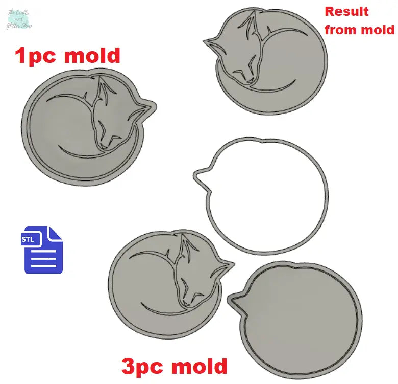 1pc & 3pc Curled Sleeping Kitty Ball Bath Bomb Mold STL File - for 3D printing - FILE ONLY - The Crafts and Glitter Shop