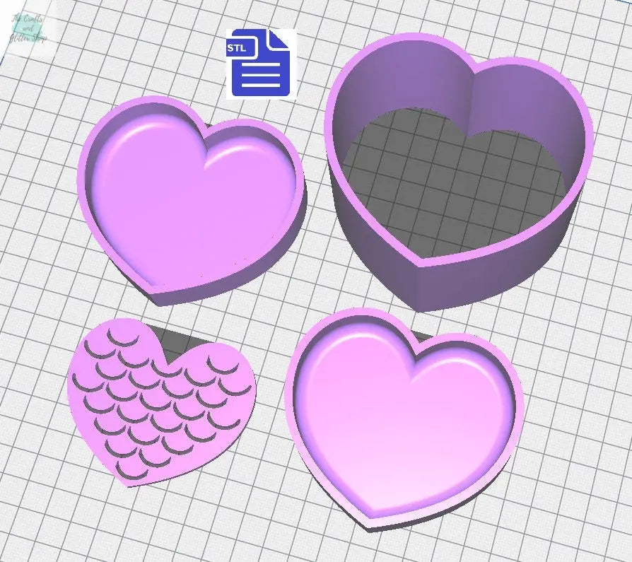 2 in 1 Heart Bath Bomb Mold STL File