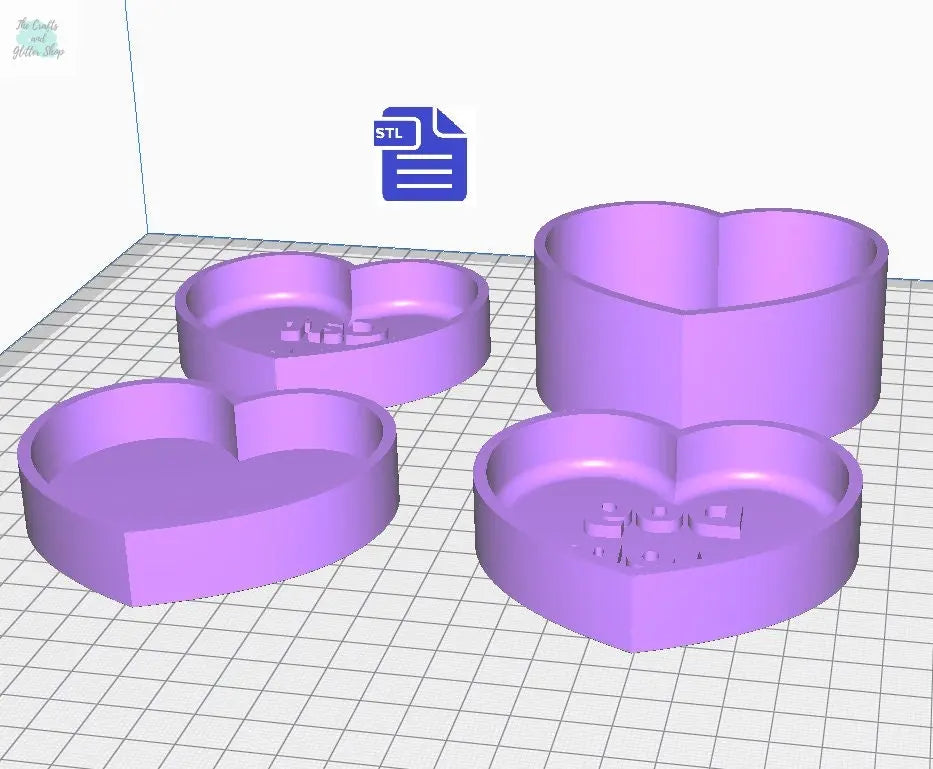 2in1 Dog & Cat Mom Bath Bomb Molds STL File - for 3D printing - FILE ONLY - 3 piece Bubble Heart Pet Mother's Day Hand Press Bath Bomb Mould