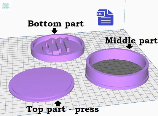 3 Part Zodiac Signs Bath Bomb Mold STL File