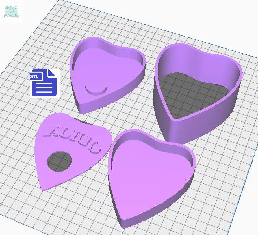 3 pc Planchette Bath Bomb Mold STL File - for 3D printing - FILE ONLY - 3 piece Hand Press Bath Bomb Mould - 2 designs in 1 mold - The Crafts and Glitter Shop