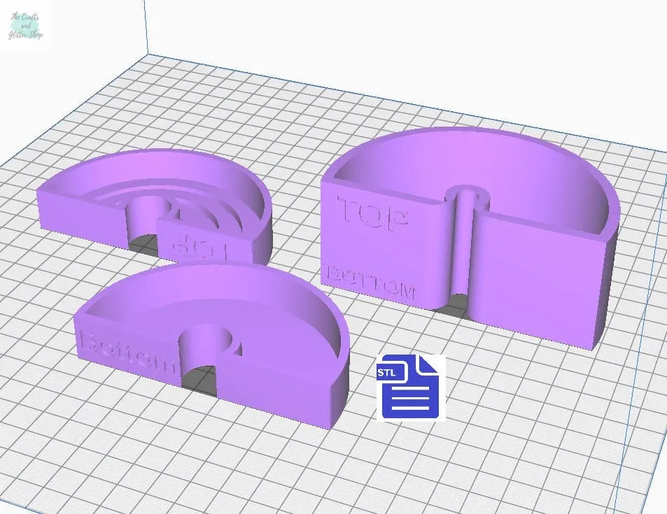 3 pc Rainbow Bath Bomb Mold STL File - for 3D printing - FILE ONLY - 3 piece hand press bath bomb mold - The Crafts and Glitter Shop
