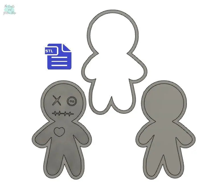 3 pc Voodoo Doll Bath Bomb Mold STL File - for 3D printing - FILE ONLY - 3 piece Bath Bomb Mould - Hand Press Bath Bomb Mold - The Crafts and Glitter Shop