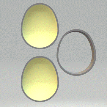 3pc 3D Egg Bath Bomb Mold STL File