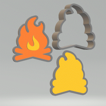 3pc Bonfire Bath Bomb Mold STL File