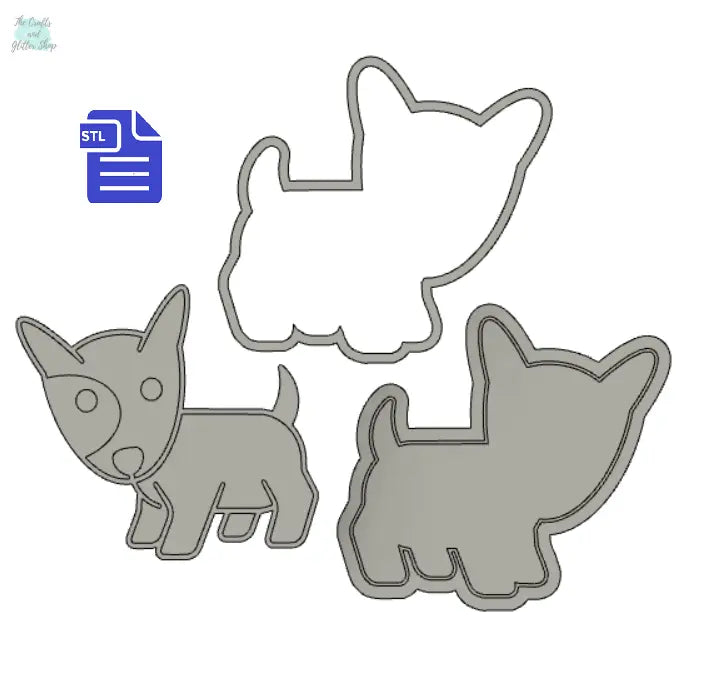 3pc Bull Terrier Puppy Bath Bomb Mold STL File - for 3D printing - FILE ONLY - The Crafts and Glitter Shop