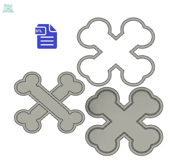 3pc Crossbones Bath Bomb Mold STL File - for 3D printing - FILE ONLY - The Crafts and Glitter Shop