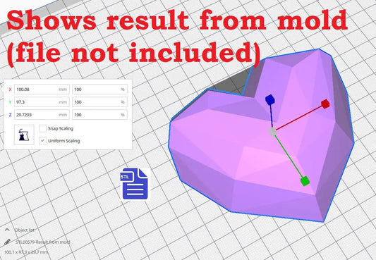 3pc Geometric Heart Bath Bomb Mold STL File - for 3D printing - FILE ONLY