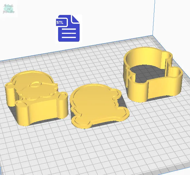 3pc Gnome Bath Bomb Mold STL File - for 3D printing - FILE ONLY - 3 piece Push Mold - The Crafts and Glitter Shop