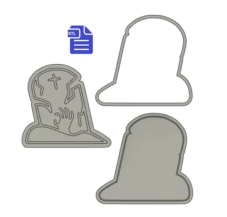 3pc Gravestone Bath Bomb Mold STL File - for 3D printing - FILE ONLY - 3 piece Headstone push mold for bath bombs shower steamers - The Crafts and Glitter Shop