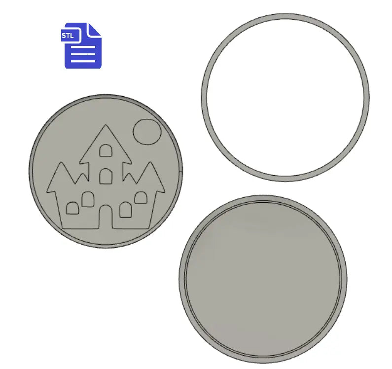 3pc Haunted House Bath Bomb Mold STL File - for 3D printing - FILE ONLY - 3 piece Halloween Push Mold for bath bombs solid shampoo fizzers - The Crafts and Glitter Shop