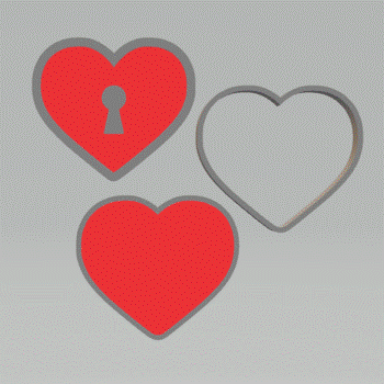 3pc Heart Locket Bath Bomb Mold STL File
