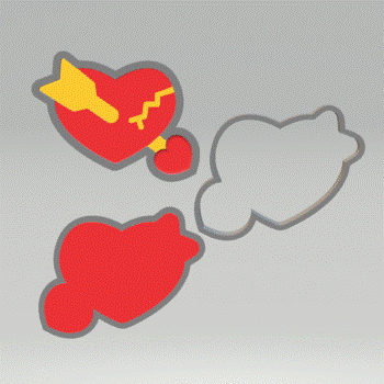 3pc Heart with Arrow Bath Bomb Mold STL File