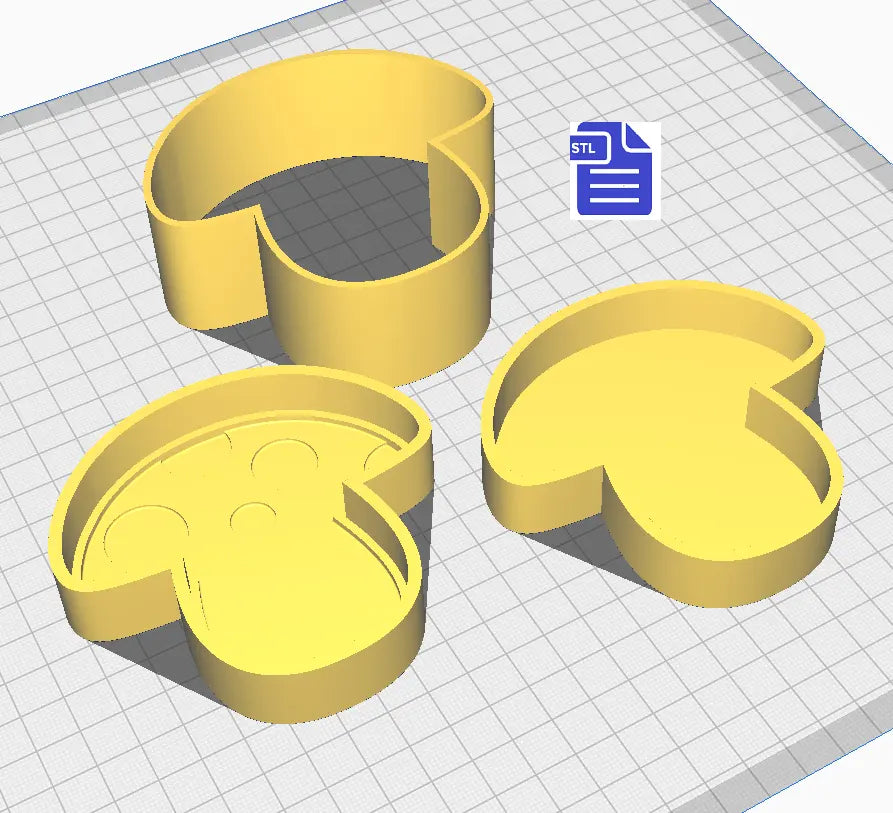 3pc Mushroom Bath Bomb Mold STL File - for 3D printing - FILE ONLY - The Crafts and Glitter Shop
