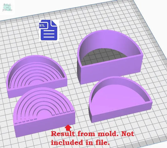 3pc Rainbow Bath Bomb Mold STL File - for 3D printing - FILE ONLY - 3 piece Rainbow Hand Press Bath Bomb Mold