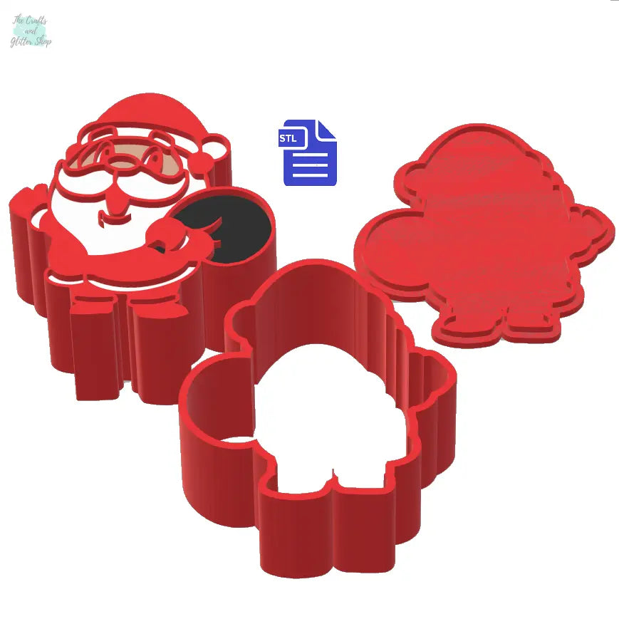 3pc Santa Claus Bath Bomb Mold STL File - for 3D printing - FILE ONLY - 3 piece Father Christmas Hand Press Mould for Solid Shampoo Fizzies - The Crafts and Glitter Shop
