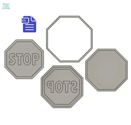 3pc Stop Sign Bath Bomb Mold STL File