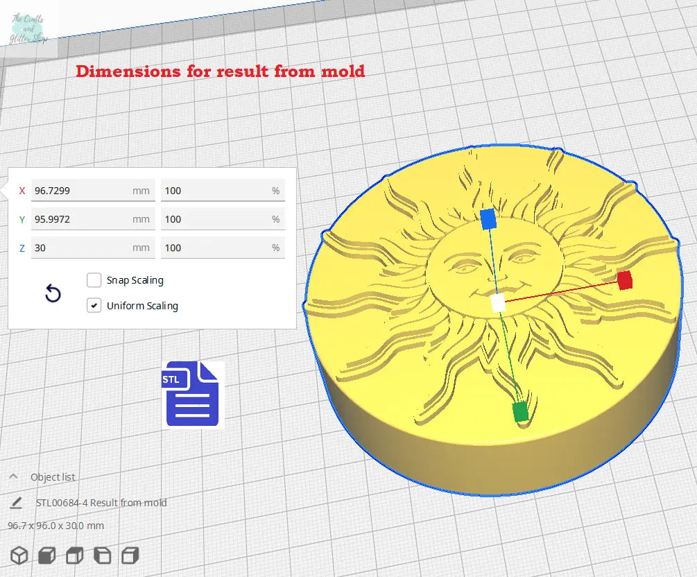 3pc Sun Bath Bomb Mold STL File - for 3D printing - FILE ONLY - 3 piece sun mold for bath bombs shower steamers bubble bars bath fizzers - The Crafts and Glitter Shop