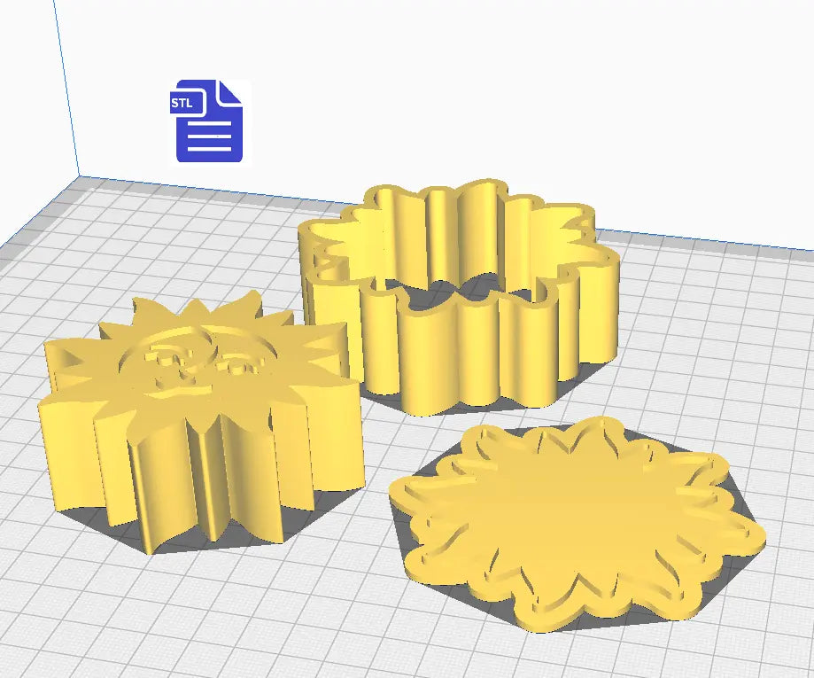 3pc Sun & Moon Bath Bomb Mold STL File - for 3D printing - FILE ONLY - The Crafts and Glitter Shop