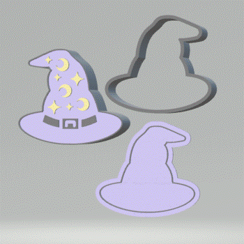 3pc Wizard Hat Bath Bomb Push Mold STL File - for 3D printing - FILE ONLY - 3 piece Shower Steamer Mould