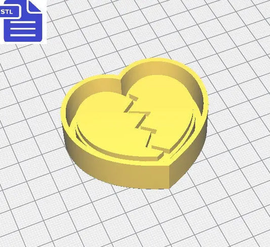Broken Heart Mold Tray STL File