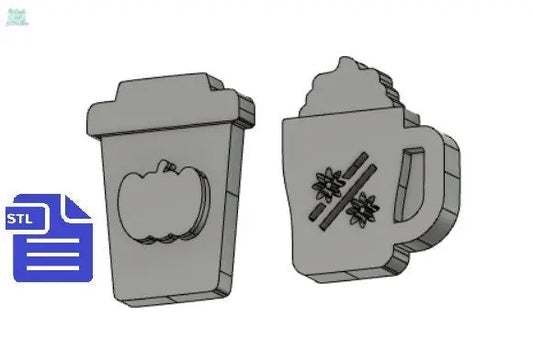 Cafe latte cups set STL File - for 3D printing - FILE ONLY - Pumpkin spice latte & Cinnamon spice latte - The Crafts and Glitter Shop