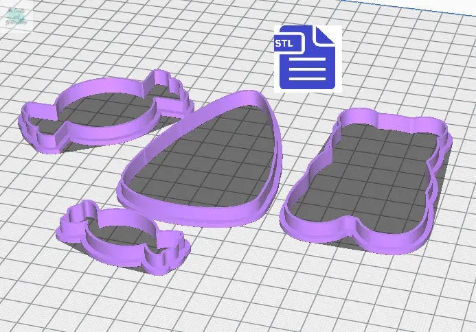 Candy Set Cookie Cutter STL File - for 3D printing - FILE ONLY - Instant Digital Download - Gummy Bear, Candy Corn, Wrapped Candy Bonbons - The Crafts and Glitter Shop