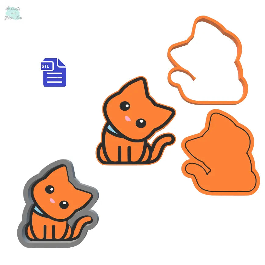 Cat Bath Bomb Mold STL File - for 3D printing - FILE ONLY - 1pc & 3pc push mold for bath bombs solid shampoo shower steamers fizzers - The Crafts and Glitter Shop