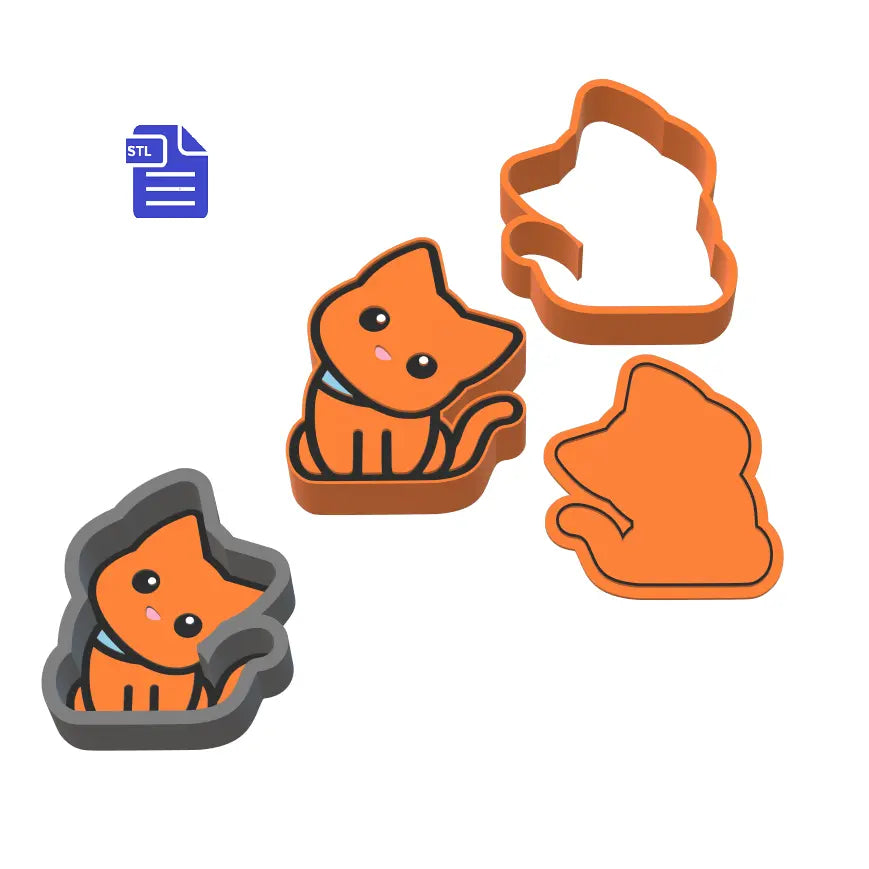 Cat Bath Bomb Mold STL File - for 3D printing - FILE ONLY - 1pc & 3pc push mold for bath bombs solid shampoo shower steamers fizzers - The Crafts and Glitter Shop