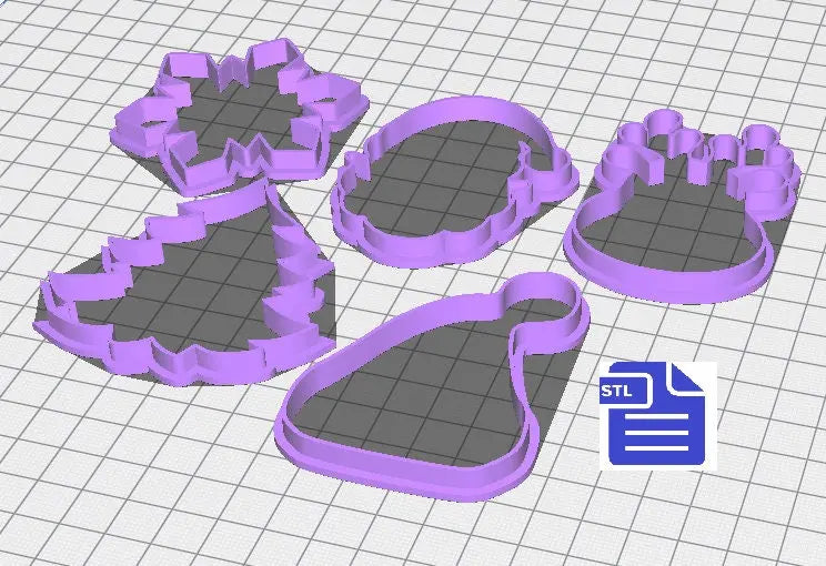 Christmas Set Cookie Cutter STL File - for 3D printing - FILE ONLY - Digital Download