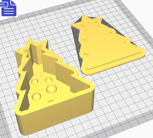 Christmas Tree Bath Bomb Mold STL File - for 3D printing - FILE ONLY - Xmas Tree with baubles Bath Bomb Press Mould Shower Steamer