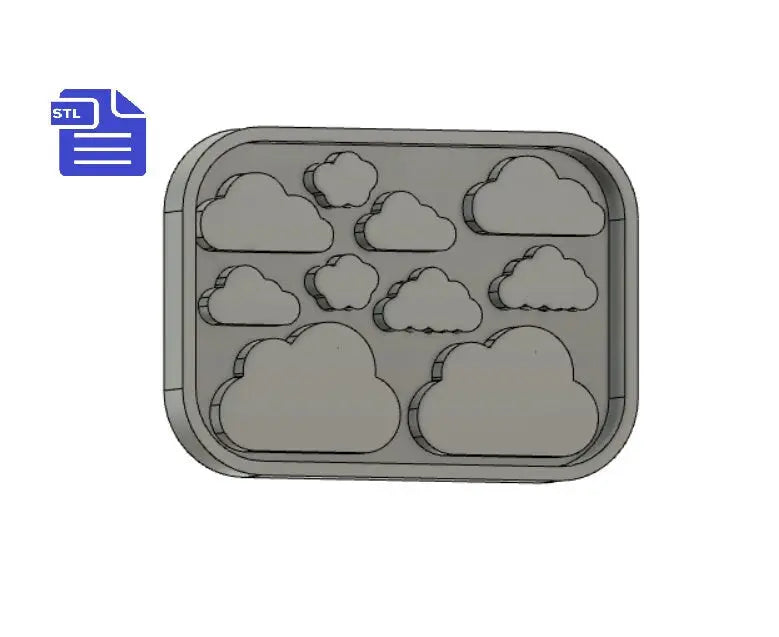 Clouds STL File - for 3D printing - FILE ONLY - tray included to make silicone molds - diy freshies mold - The Crafts and Glitter Shop